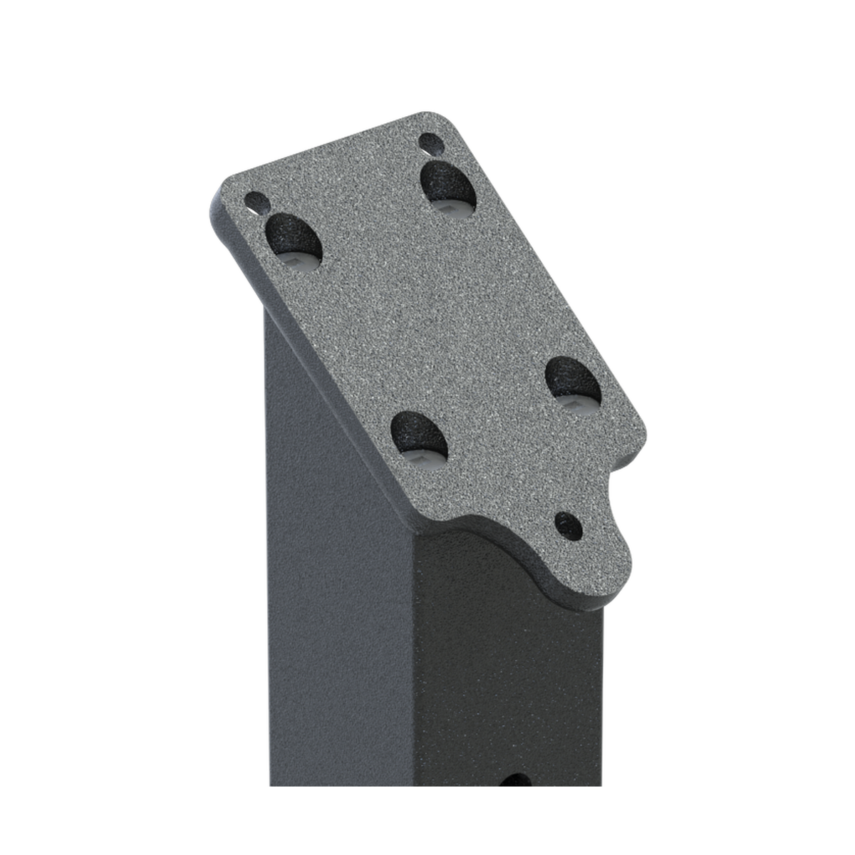 Wire balustrade intermediate angled stair post - Protexture Black - top saddle detail