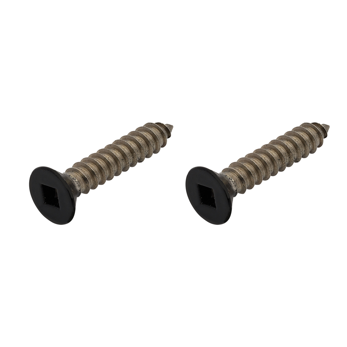 Black Etch Self Tapping Screw CSK Head Square Drive 12g x 1 1/4 316 Grade Stainless Steel 2PK - For Top Plate to Handrail