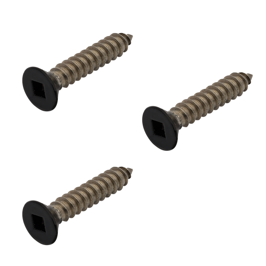 Black Etch Self Tapping Screw CSK Head Square Drive 12g x 1 1/4 316 Grade Stainless Steel - 3 PK- For Top Plate to Handrail