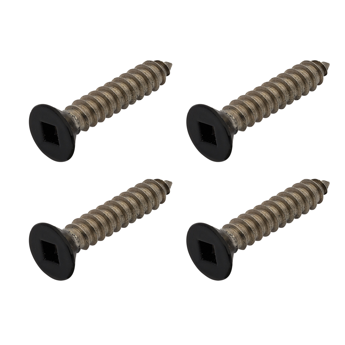 Black Etch Self Tapping Screw CSK Head Square Drive 12g x 1 1/4 316 Grade Stainless Steel - 4 PACK for top plate to Handrail