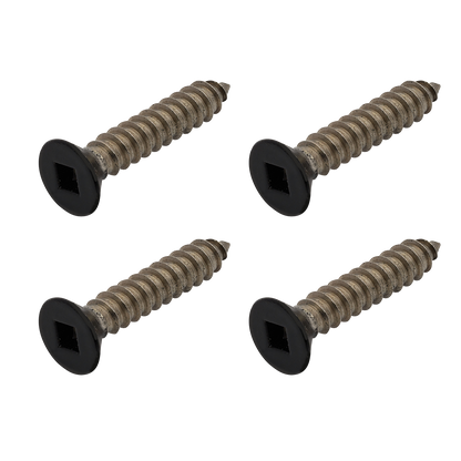 Black Etch Self Tapping Screw CSK Head Square Drive 12g x 1 1/4 316 Grade Stainless Steel - 4 PACK for top plate to Handrail