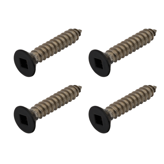 Black Etch Self Tapping Screw CSK Head Square Drive 12g x 1 1/4 316 Grade Stainless Steel - 4 PACK for top plate to Handrail