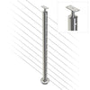 Round Intermediate Post with Straight Fixed Saddle - Flat Handrail - 960mm High - 50.8 x 1.6mm Tube - 22 x 8mm Holes in 2 Sides - Heavy Duty Base Plate and Cover - 316 Grade Stainless Steel Mirror polished