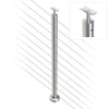 Round Intermediate Post with Straight Fixed Saddle - Round Handrail - 960mm High - 50.8 x 1.6mm Tube - 22 x 8mm Holes in 2 Sides - Heavy Duty Base Plate and Cover - 316 Grade Stainless Steel Satin finish