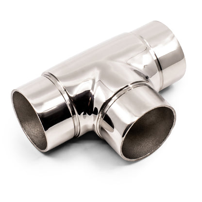 Tee Joiner to suit 1.6mm Round Tube 316 Grade Stainless Steel - Mirror Polish - SIZES: 25.4mm, 38.1mm, 50.8mm