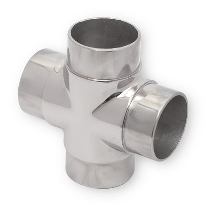 Star Tee Joiner to suit 1.6mm Round Tube 316 Grade Stainless Steel - Mirror Polish - SIZES: 38.1mm, 50.8mm
