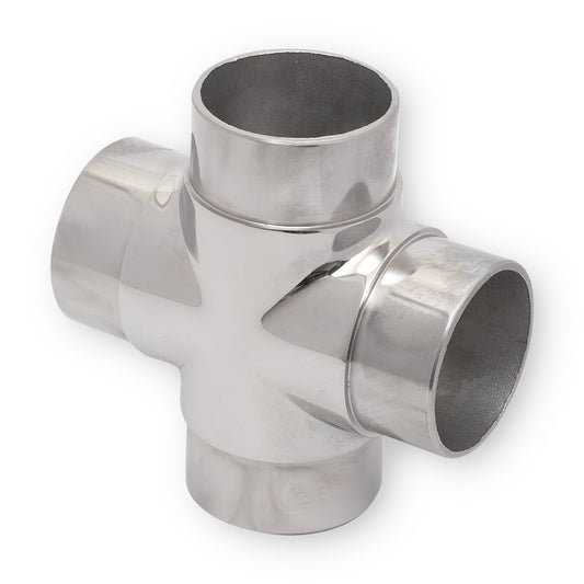 Star Tee Joiner to suit 1.6mm Round Tube 316 Grade Stainless Steel - Mirror Polish - SIZES: 38.1mm, 50.8mm
