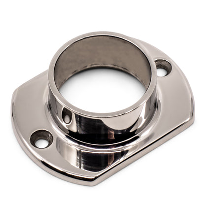 Oblong Base Plate/ Flange 316 Grade Stainless Steel - Mirror Polish - SIZES: 25.4mm, 38.1mm, 50.8mm