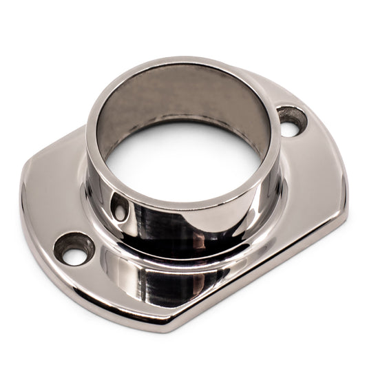 Oblong Base Plate/ Flange 316 Grade Stainless Steel - Mirror Polish - SIZES: 25.4mm, 38.1mm, 50.8mm