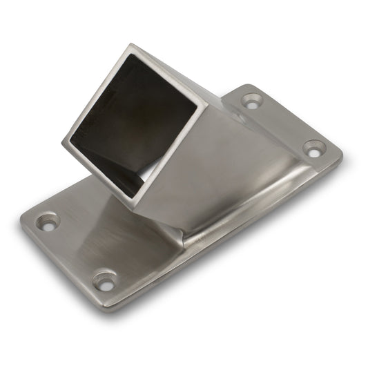 37 Degree Wall Flange to suit 2 (50.8mm) x 1.6mm Square Tube 316 Grade Stainless - Mirror Polish