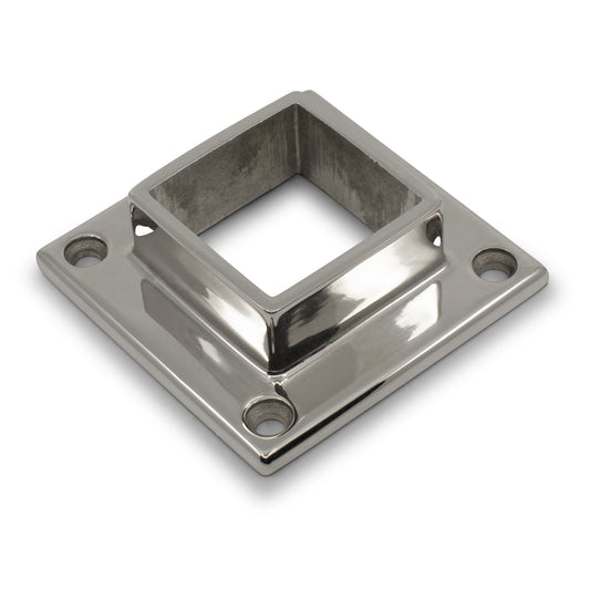 Square Flange 4 Holes to suit 2 (50.8mm) x 1.6mm Square Tube 316 Grade Stainless - Mirror Polish