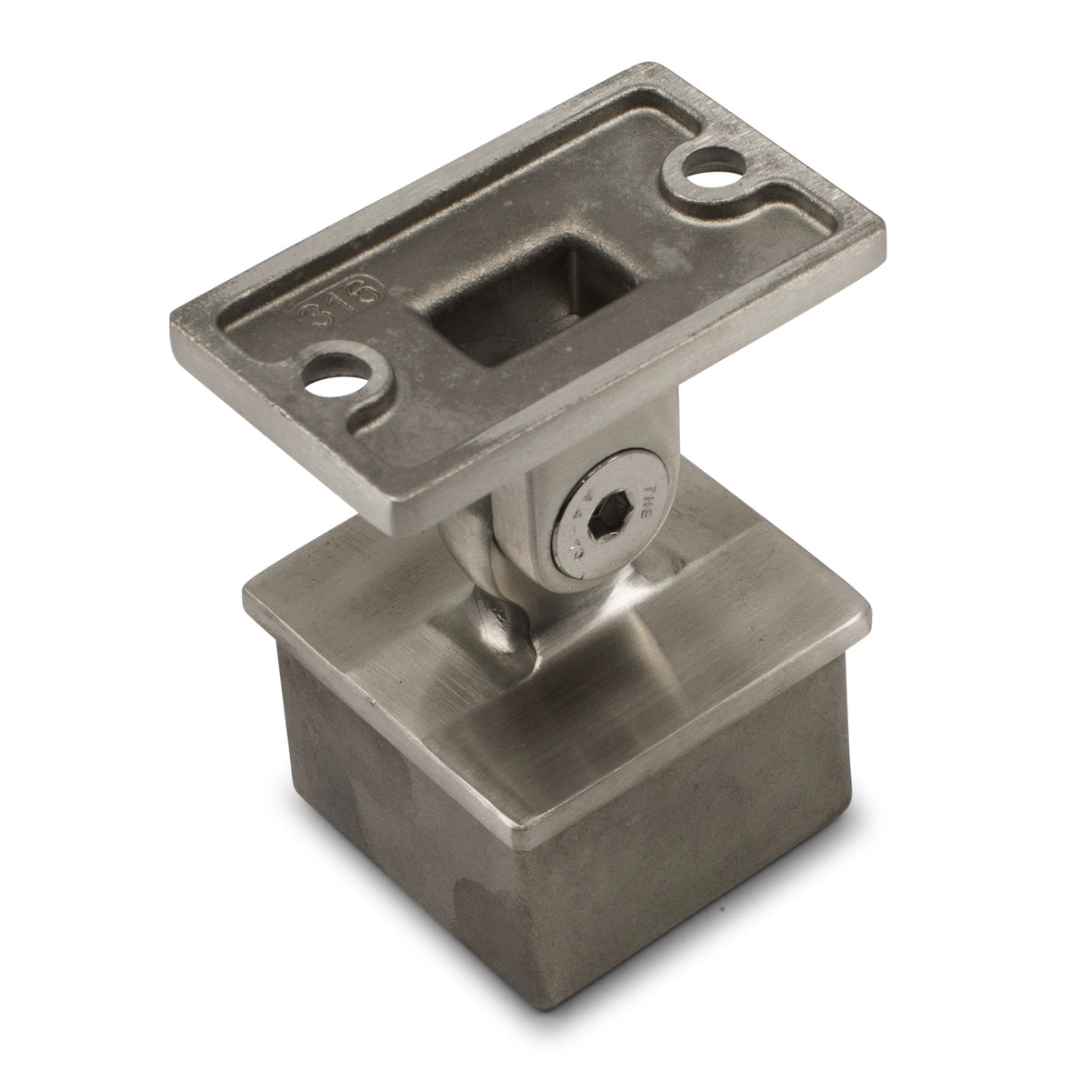 Adjustable Rail Support Flat Top to suit 2 (50.8mm) x 1.6mm Square Tube 316 Grade Stainless - Satin Finish