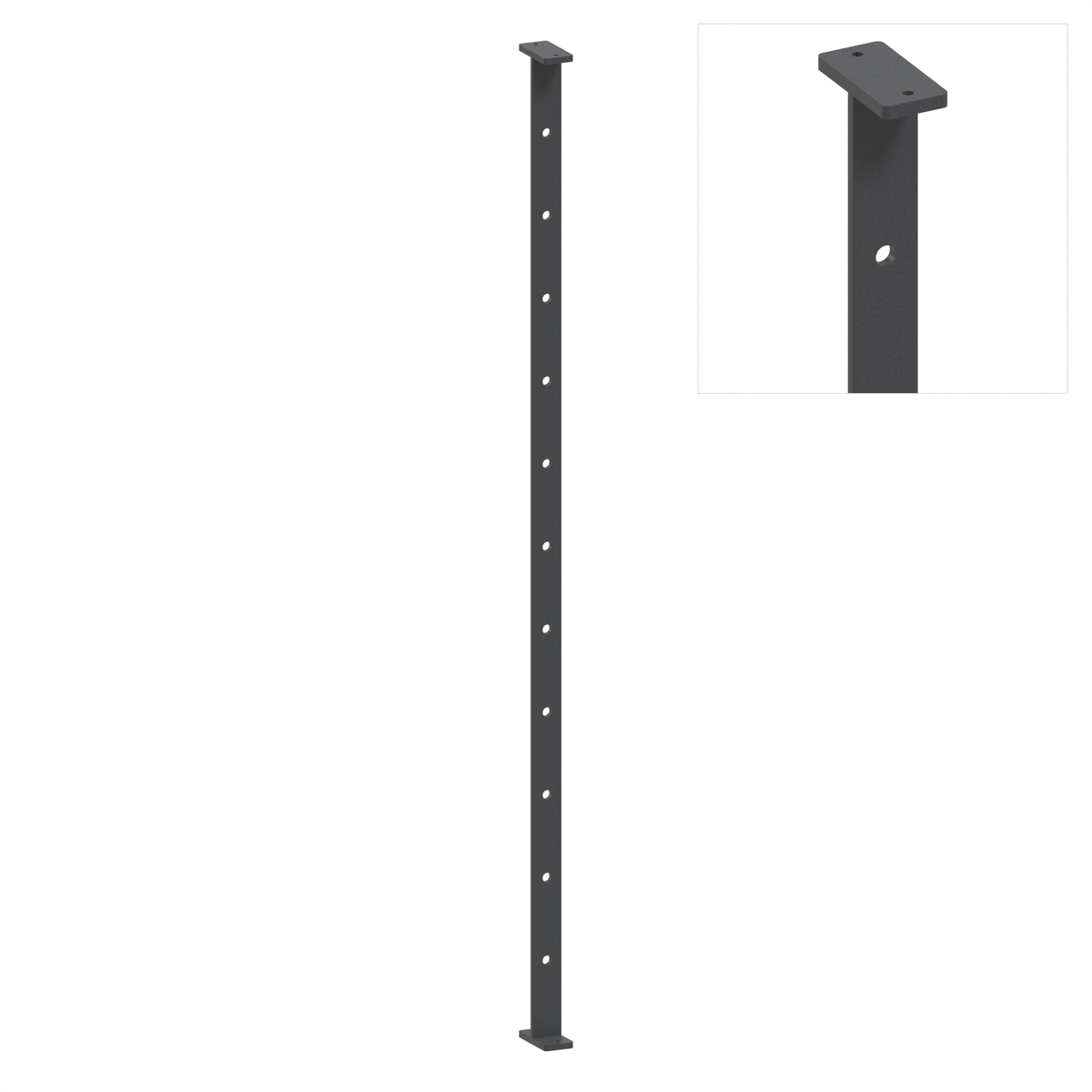 Intermediate Post 30mm x 5mm - 960mm high. Predrilled with 11 x 8mm holes at 80mm spacing - Aluminium - Textured Black