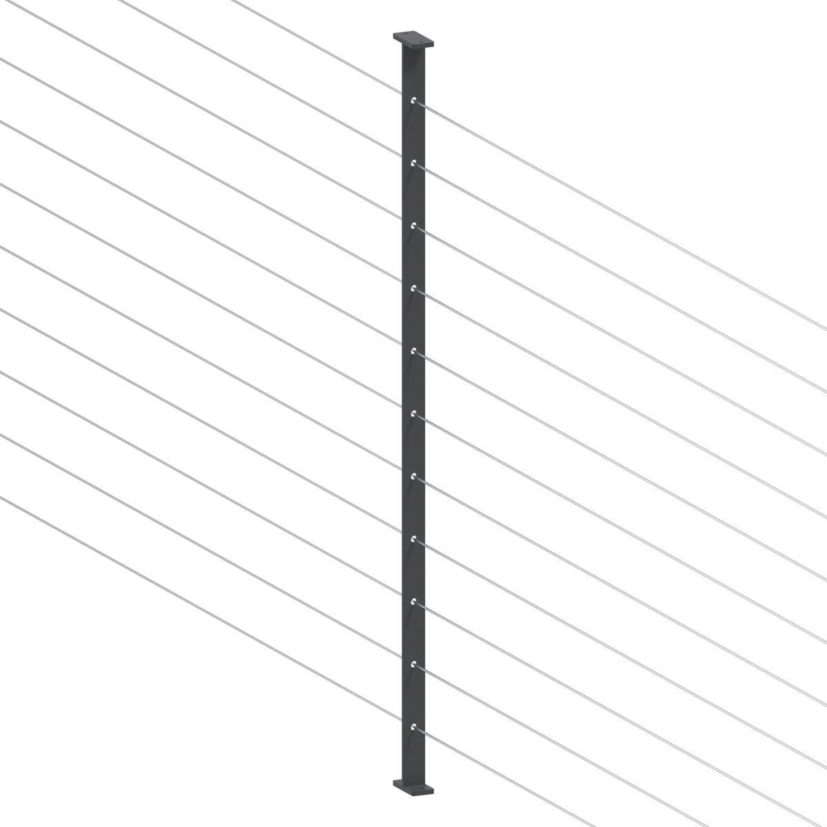Intermediate Post 30mm x 5mm - 960mm high. Predrilled with 11 x 8mm holes at 80mm spacing - Aluminium - Textured Black