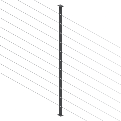 Intermediate Post 30mm x 5mm - 960mm high. Predrilled with 11 x 8mm holes at 80mm spacing - Aluminium - Textured Black