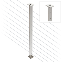 Intermediate Post 50mm x 10mm - 960mm high. Predrilled with 11 x 8mm holes at 80mm spacing - Satin Finish