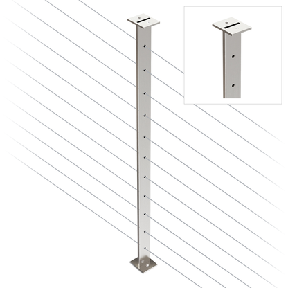 Intermediate Post 50mm x 10mm - 960mm high. Predrilled with 11 x 8mm holes at 80mm spacing - Satin Finish