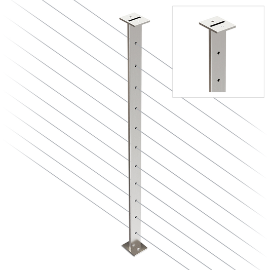 Intermediate Post 50mm x 10mm - 960mm high. Predrilled with 11 x 8mm holes at 80mm spacing - Satin Finish
