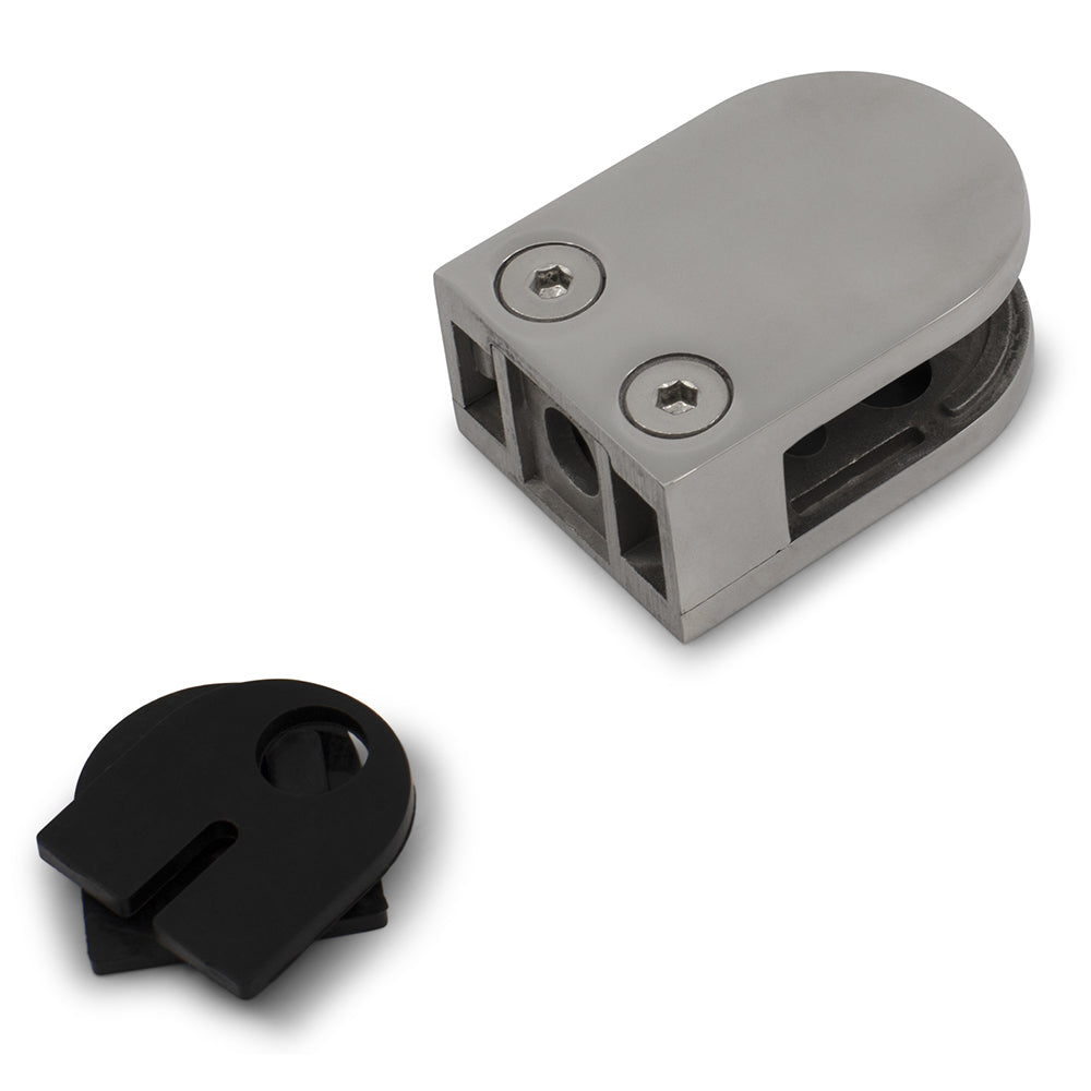 Glass Clamp Medium D Type Flat to suit 6, 8, & 10mm Glass 316 Grade Stainless Steel - Mirror Polish