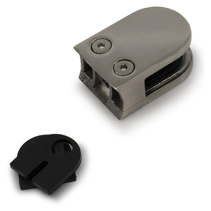 Glass Clamp Medium D Type Round to suit 6, 8, & 10mm Glass 316 Grade Stainless Steel - Mirror Polish
