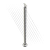 Round Stair Intermediate Post with Straight Adjustable Saddle - Round Handrail - 960mm High - 50.8 x 1.6mm Tube - Up to 11 x 9.5mm Holes in 2 Sides - Heavy Duty Base Plate and Cover - 316 Grade Stainless Steel Mirror polished