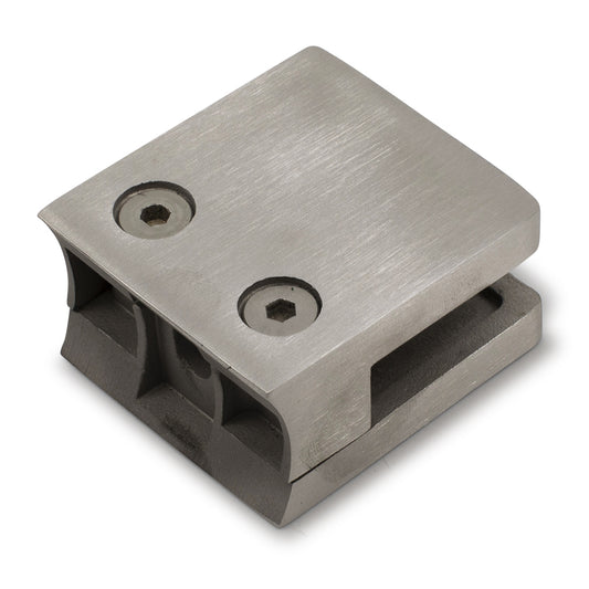 Glass Clamp Large Square/Radius 2" Type to suit  8, 10, 12mm Glass - 316 Grade Stainless Steel - Satin Finish