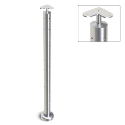 Heavy Duty Wire Balustrade 50.8mm x 3.0mm CORNER Post - Flat Handrail - SATIN FINISH