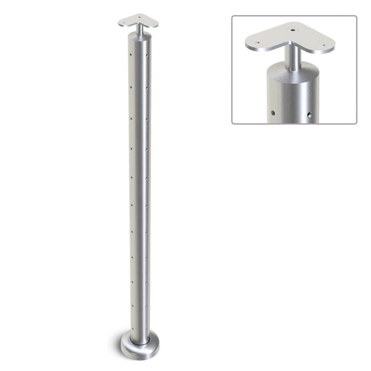 Heavy Duty Wire Balustrade 50.8mm x 3.0mm CORNER Post - Flat Handrail - SATIN FINISH