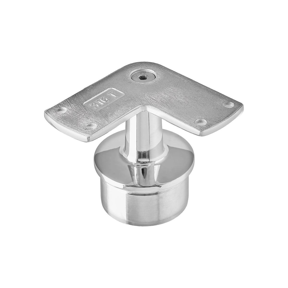 Round Post Top - Corner - Flat Handrail - Suits 50.8mm x 1.6mm & 3.0mm Tube - 316 Grade Stainless Steel Mirror Polish