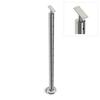 Round Stair End Post with Straight Adjustable Saddle - Flat Handrail - 960mm High - 50.8 x 3mm Tube - 11 x 9mm Holes in 1 Side - Heavy Duty Base Plate and Cover - 316 Grade Stainless Steel Mirror polished