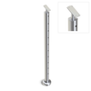 Round Stair End Post with Straight Adjustable Saddle - Flat Handrail - 960mm High - 50.8 x 3mm Tube - 11 x 9mm Holes in 1 Side - Heavy Duty Base Plate and Cover - 316 Grade Stainless Steel Satin finish