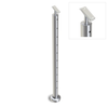 Round Stair End Post with Straight Adjustable Saddle - Round Handrail - 960mm High - 50.8 x 3mm Tube - 11 x 9mm Holes in 1 Side - Heavy Duty Base Plate and Cover - 316 Grade Stainless Steel Satin finish