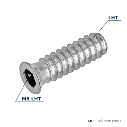 Threaded Timber Inserts M6 x 32mm LHT - 304 Grade Stainless Steel