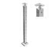 Square Corner Post with Corner Fixed Saddle - Round Handrail - 960mm High - 50.8 x 50.8 x 3mm Tube - 22 x 9mm Holes in 2 Sides - Heavy Duty Base Plate and Cover - 316 Grade Stainless Steel Satin finish