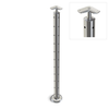 Round Corner Post with Corner Fixed Saddle - Round Handrail - 960mm High - 50.8 x 3mm Tube - 22 x 9mm Holes in 2 Sides - Heavy Duty Base Plate and Cover - 316 Grade Stainless Steel Mirror polished