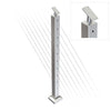 Square Stair Intermediate Post with Straight Adjustable Saddle - Flat Handrail - 960mm High - 50.8 x 50.8 x 1.6mm Tube - Up to 11 x 9.5mm Holes in 2 Sides - Heavy Duty Base Plate and Cover - 316 Grade Stainless Steel Satin finish