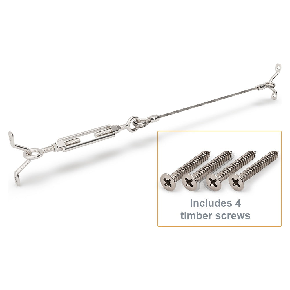 Bright Finish DIY Swaged Wire Balustrade (Supplied as components only) - DIY Turnbuckle System - Suits Timber Posts