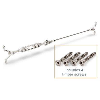 Bright Finish DIY Swaged Wire Balustrade (Supplied as components only) - DIY Turnbuckle System - Suits Timber Posts