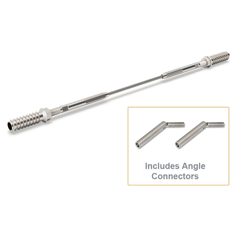 Bright Finish Factory Swaged Wire Balustrade - Timber Insert STAIR System (Includes Angle Connectors) - Suits Timber Posts