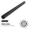 BlackEtch 3.2mm 1 x 19 Wire Rope 316 Grade Stainless Steel - 305 Metre Roll
